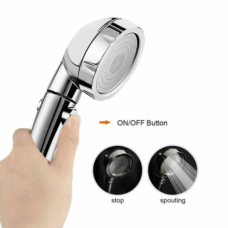 360 Degrees Rotating Handheld Shower Head Adjustable 3 Spray Setting with ON/OFF Pause Switch Water Saving Shower Head