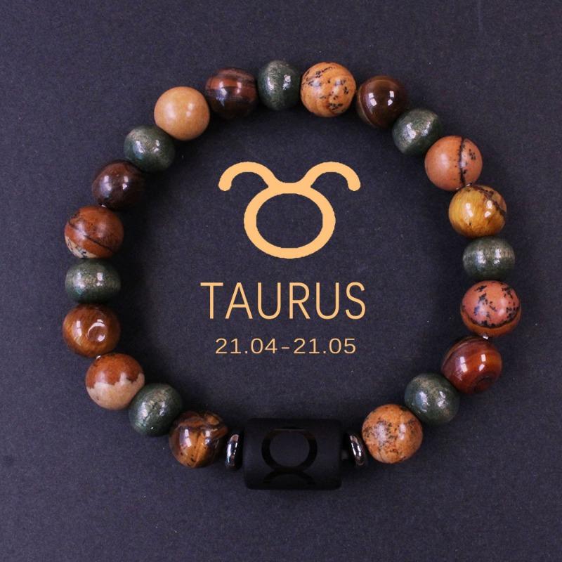 1PC Twelve Constellations Bracelet Men and Women Couple Tiger's Eye Stone Handmade Beaded Bracelet Taurus Capricorn Scorpio