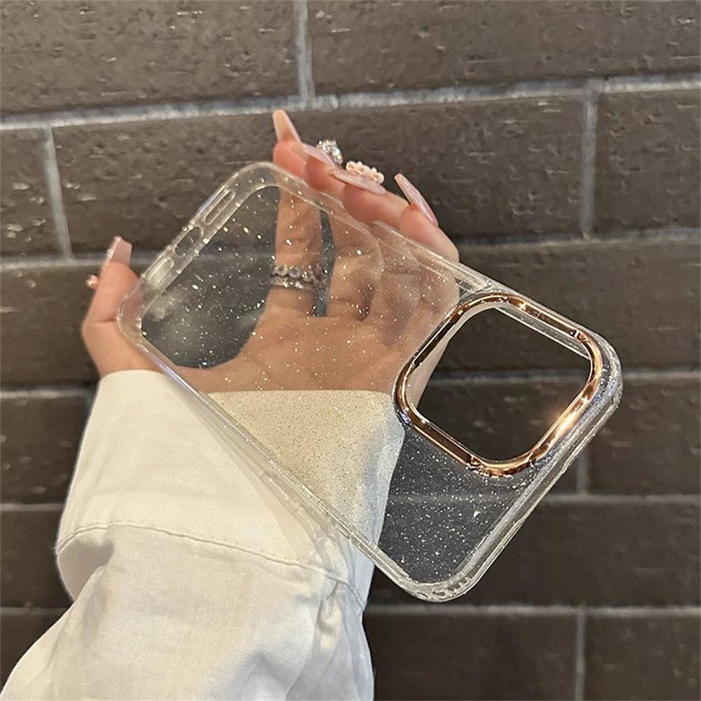 

Роскошный прозрачный чехол Crystal Bling Glitter Armor для iPhone 16 15 14 13 12 Pro Max Plus 11 с противоударным покрытием и жестким кольцом For iPhone 16Promax чистый