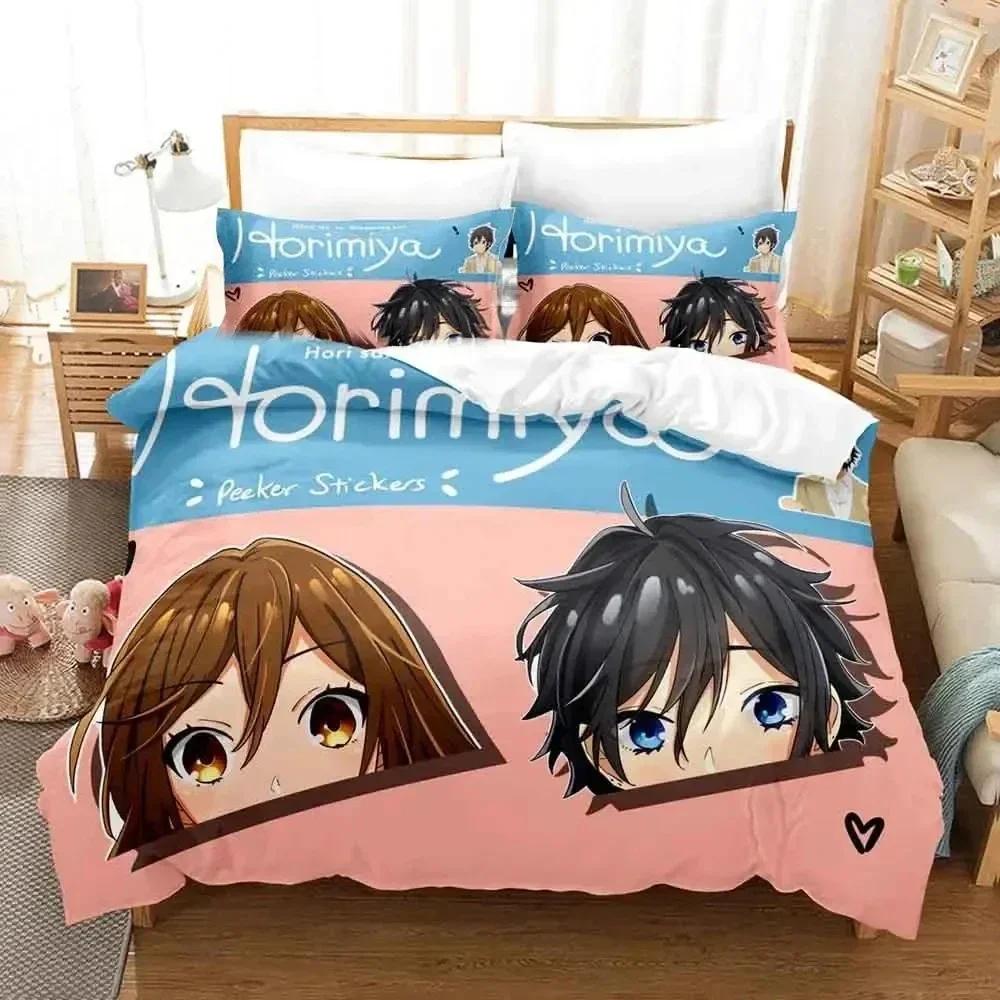 Comforter 3D Anime Hori San To Miyamura Kun Horimiya Printed Bed Set Bedding Set Sheet Full