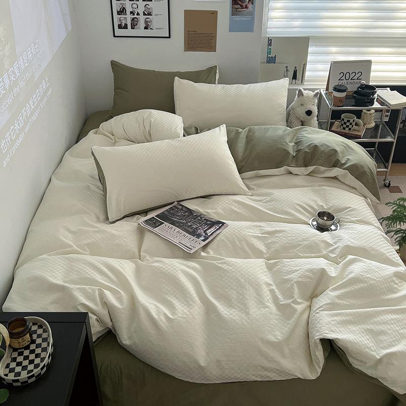 Pure Cotton Premium Simple Bedding Set Four-piece Set Skin-friendly Breathable Bed Sheet Quilt Cover Pillowcase