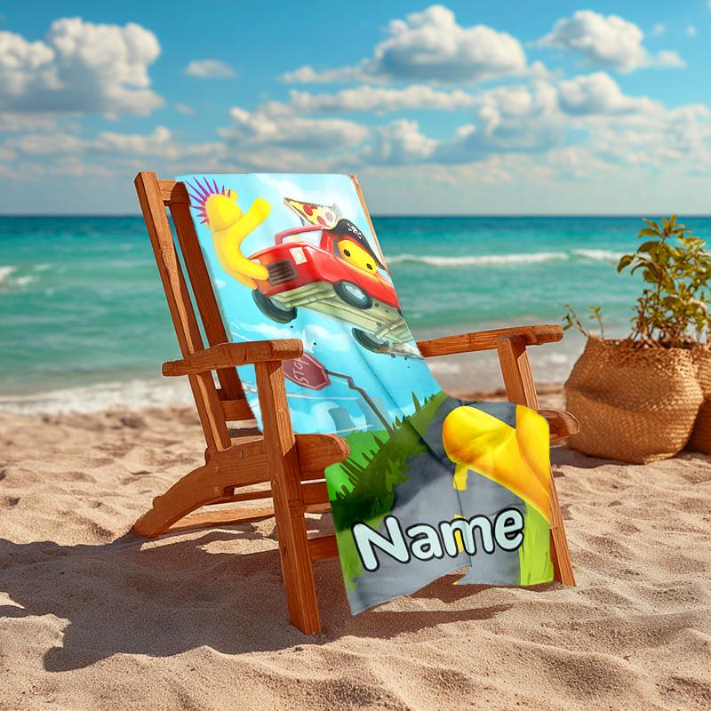 Personalized customized proof beach towel with Wobbly Life pattern - soft, absorbent,quick-drying,perfect swimming,camping&bathing