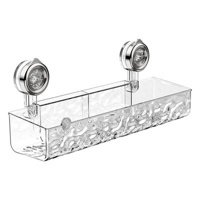 Wall Mounted Organizer Shelf Luxury Style No Drill Clear Wall Caddy Multifunctional Suction Shower Caddy for Bathroom Kitchen