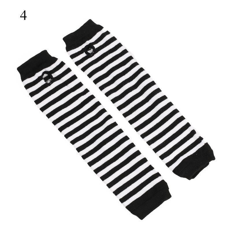 Striped Elbow Gloves Women Emo Gloves Winter Warm Long Sleeves Gloves Women Fingerless Stripe Hip-Hop Knitted Elbow Mittens