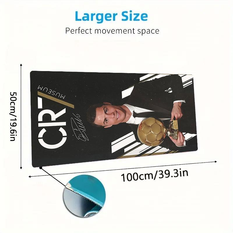 CR7 Mouse Pad, Large Gaming Desk Mat, Non-slip XXL Mousepad for Laptop & Tablet, Mini PC Playmat with Stitched Edges