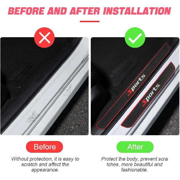 4PCS Car Door Sill Plate Protectors, Auto Door Entry Guards Sill Black/Sport