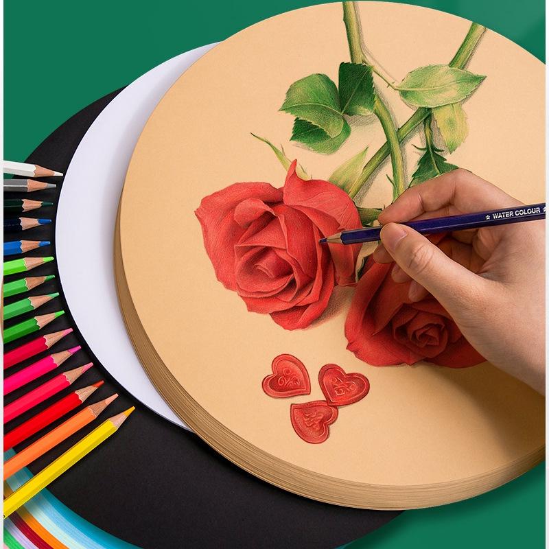 Runde Kraftpapier Skizzen- und Buntstiftzeichenblätter - 250g Schwarzer und Weißer Karton für Kindergartenbasteln