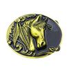 Western Black Glaze Gold Horse Head Oval Belt Buckle - Hot Selling!
