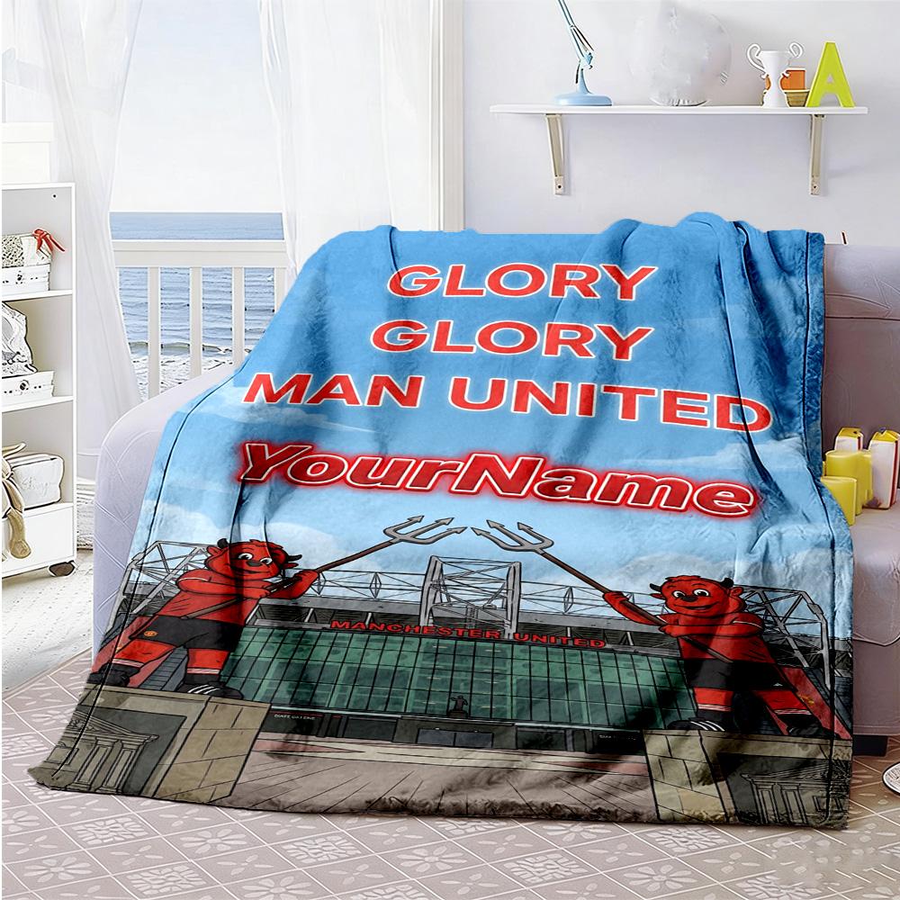 Manchester Customize Your Name Blanket Multi-purpose Customizable Blanket Durable Comfort Perfect for Living Room Office Chair Couch Livingroom