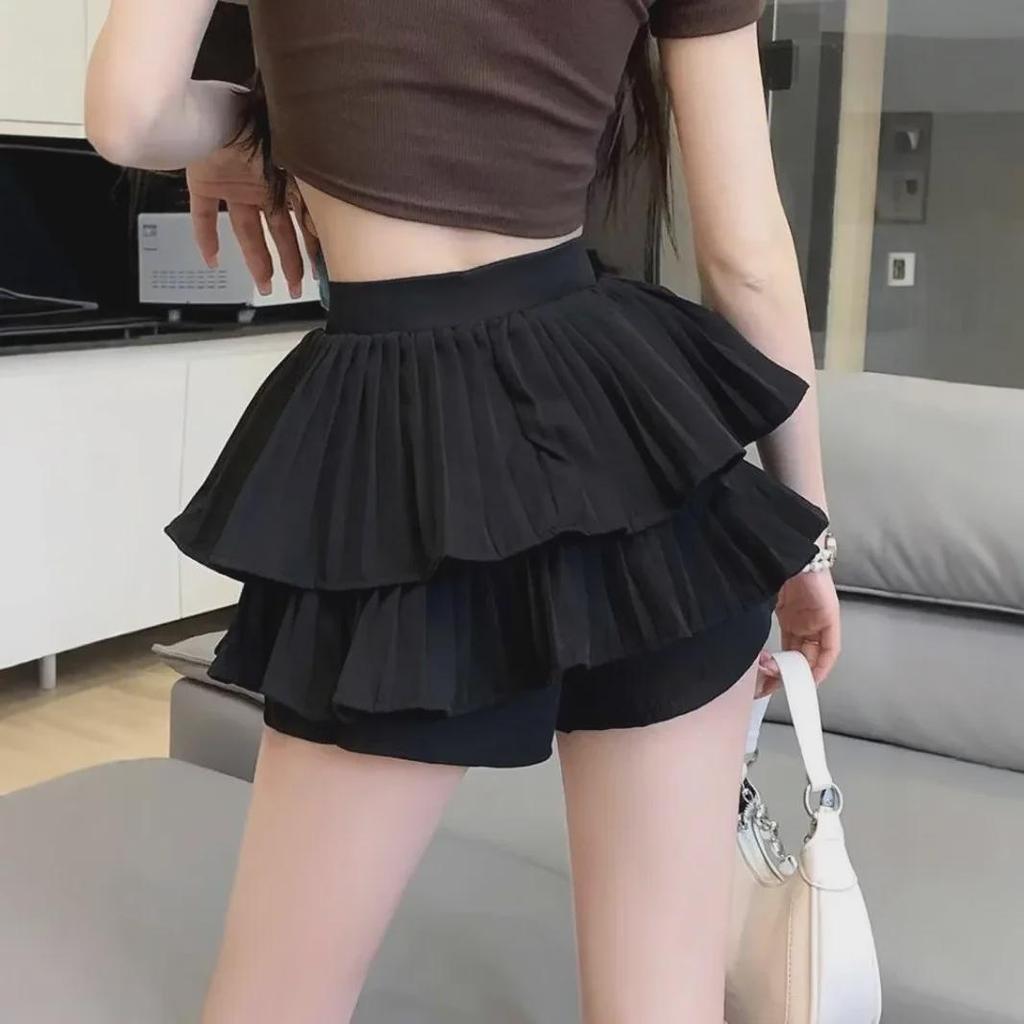 Girls' Double-Layer Cake Skirt: Summer High-Waist A-Line Puffy Skort