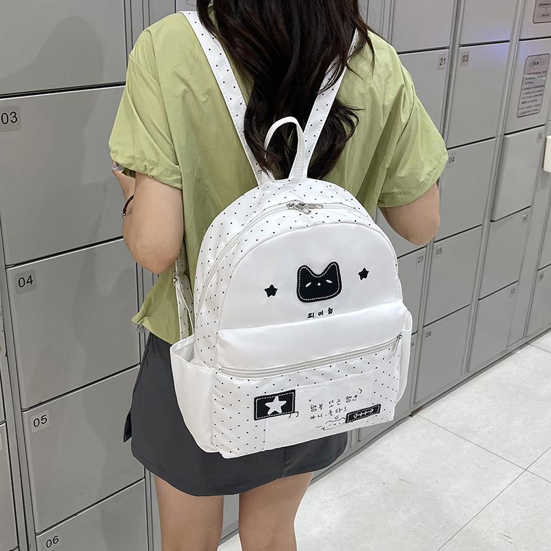 Schoolbag New Korean Version Ins Style Girl Backpack Polka Dot Floral Light Large Capacity Middle School Student Schoolbag Commuter Backpack