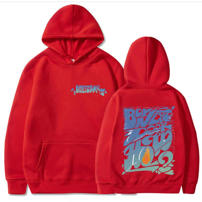 

Kpop BOYNEXTDOOR HOW Мерч Толстовки Нові толстовки з капюшоном Жінки Чоловіки Мода Повсякденний вуличний одяг Хіп-хоп Довгий рукав Популярні топи M червоний