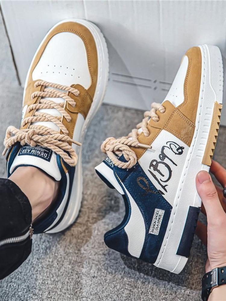 

New spring autumn Versatile Fashion Men Shoes Casual Platform Sneakes Lace Up Student trend Sneakes Mens Vulcanized Shoes 44 жовтий
