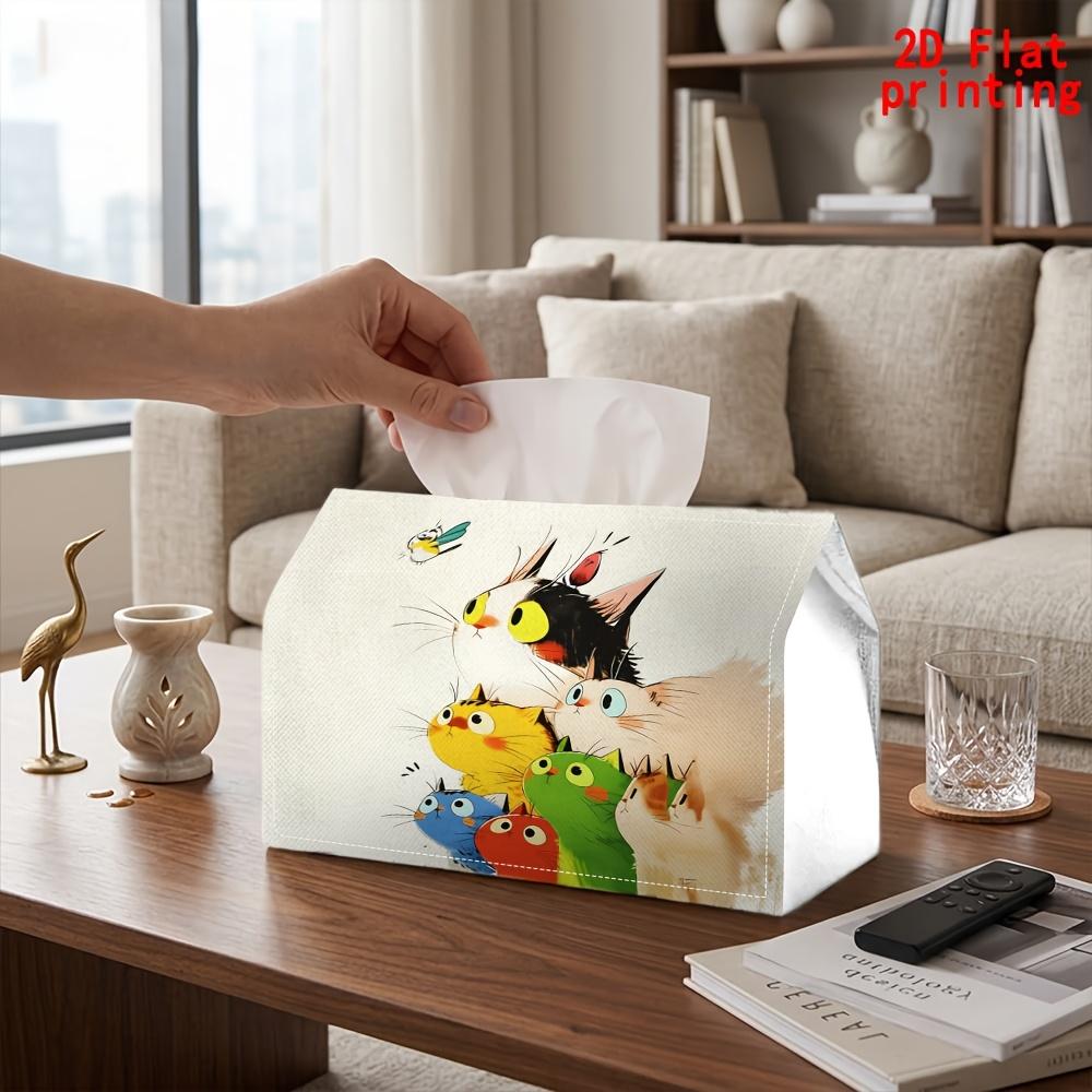 1pc Colorful Cat & Bird Tissue Box Dispenser - Reusable Suitable for Kitchen, Living Room, Car, Parties, Compact Decorative Holder with Cat-Themed Nap