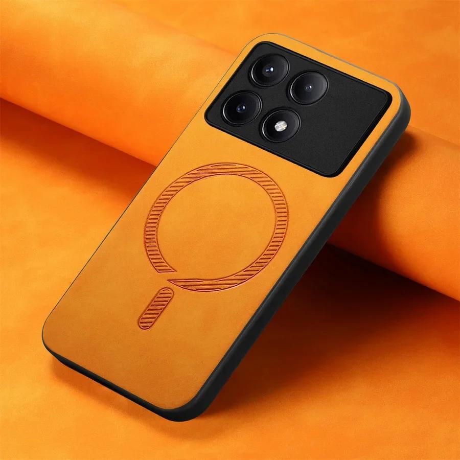 For  Magnetic Phone Case for POCO X6 X7 F7 Ultra  Leather Wireless Charging Back Cover for Poco X6 Neo F6pro F C6