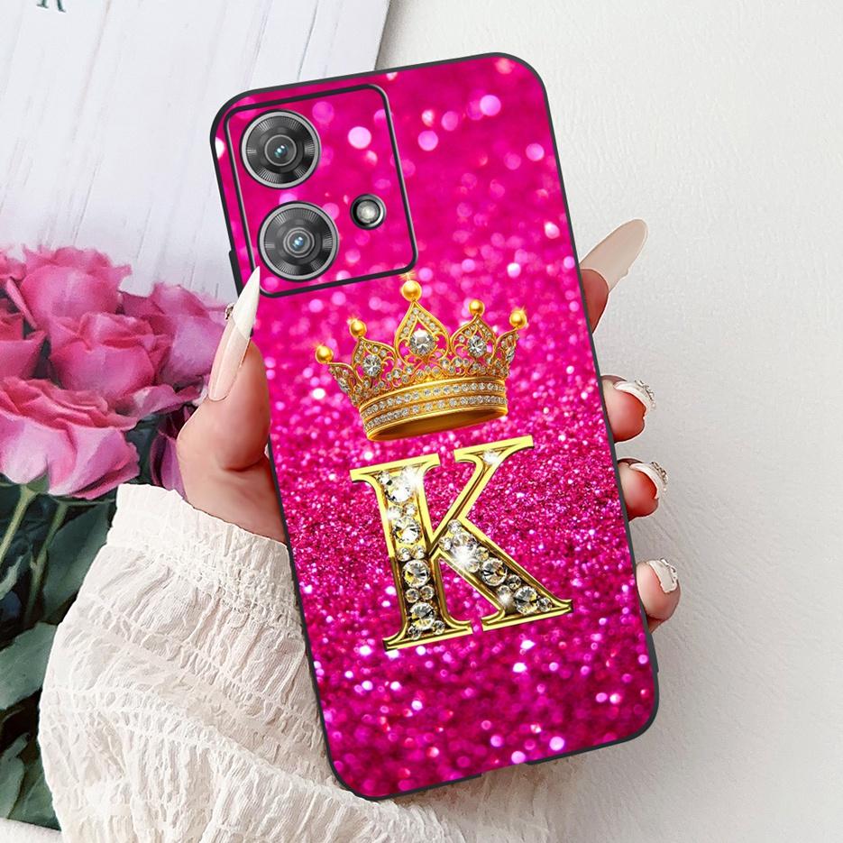 For Motorola Edge 40 Neo Case XT2307-1 Cute Crown Letters Cover Soft Silicone Phone Cases For Motorola Edge 40 Edge40 Neo Fundas