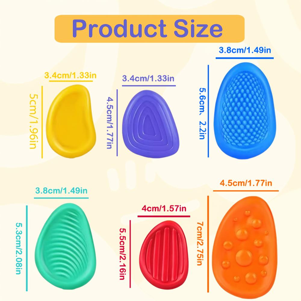 Toys Sensory Stone 6 Pack Textured Worry Stone Social Emotional Feelings Toys For Special Need Stress Relief Toys For Autism Kid