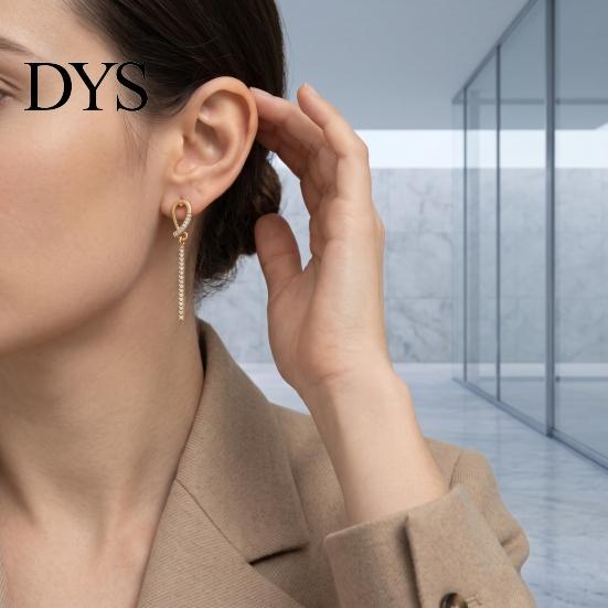 Minimalist Trendy Ear Drops 1 Pair Sparkly Women Earrings, Geometric Cubic Zirconia Dangle Comfortable Daily Wear Jewelry Gold Plated Rhinestone Drop