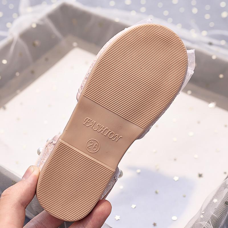 Nuove Scarpe da Principessa Estive 2025 con Fiocco di Strass e Punta Chiusa per Bambine - Sandali con Suola Morbida