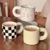 ZISIZ Retro Ink Splash Chubby Ceramic Mug