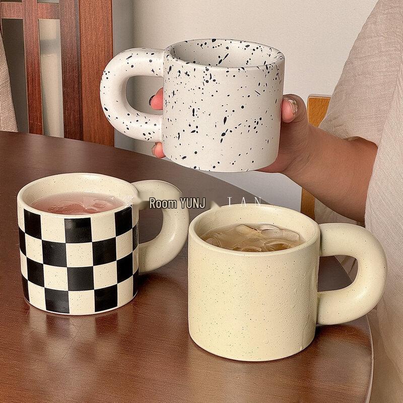 ZISIZ Retro Ink Splash Chubby Ceramic Mug
