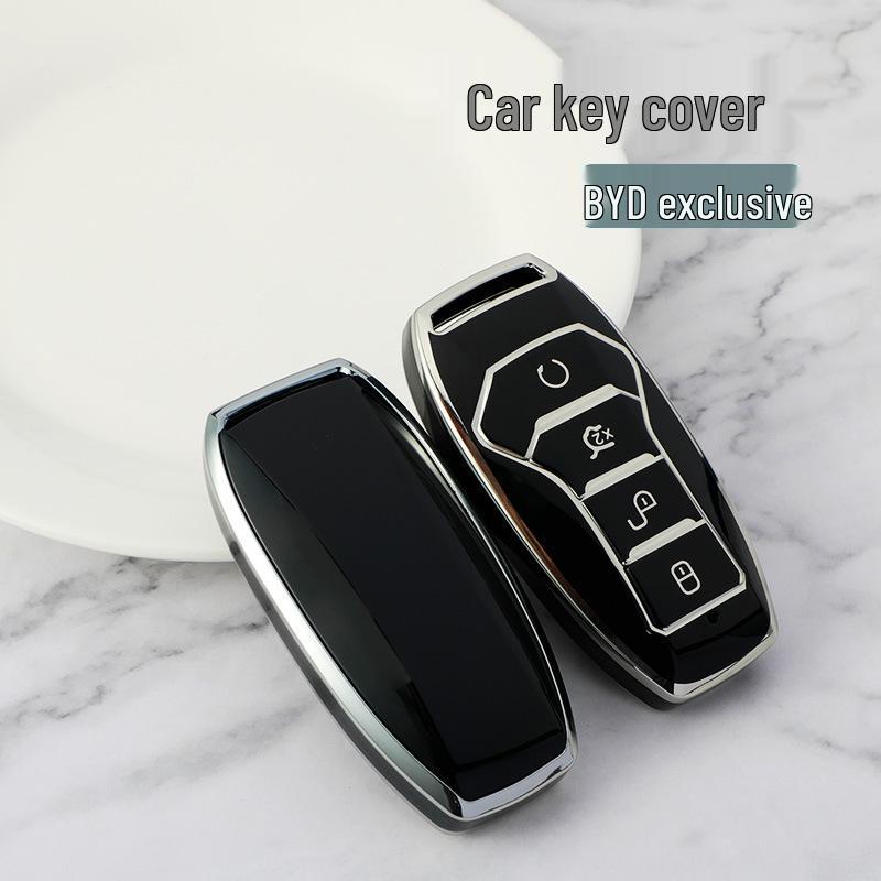 Silver Edge Key Case for BYD Models: Han EV, Qin Plus DMI, Song Pro, Yuan Max, Tang DMI, Dolphin, e2, e3, d1