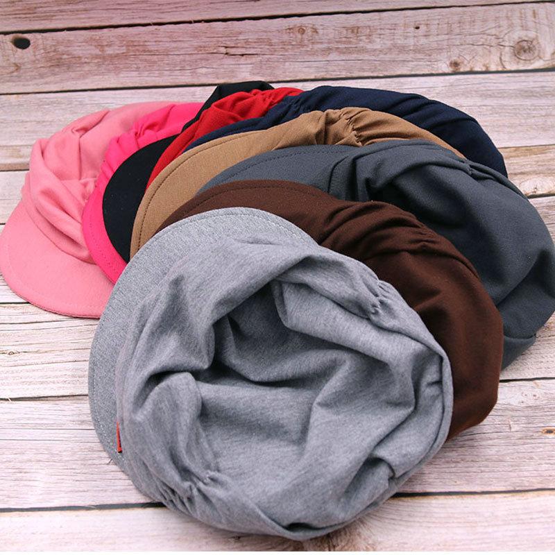 Dome Soft Brim Pleated Cloth Cap All-Matching Mom Style Peaked Hat Korean Styleb