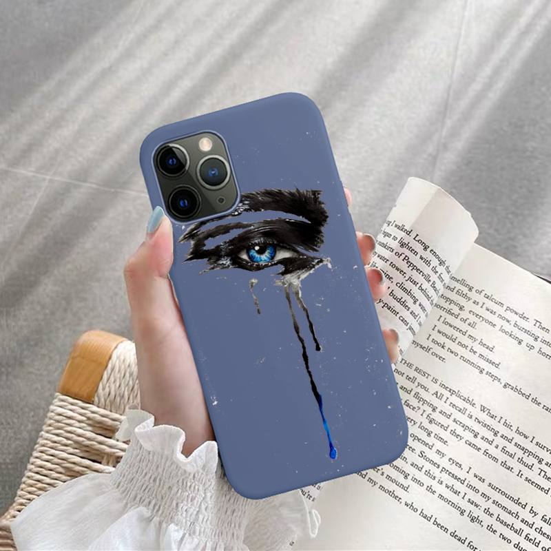 Eyes Art Phone Case for iPhone 11 12 13 Mini Pro Xs Max 8 7 6 6S Plus X XR Solid Candy Color Case