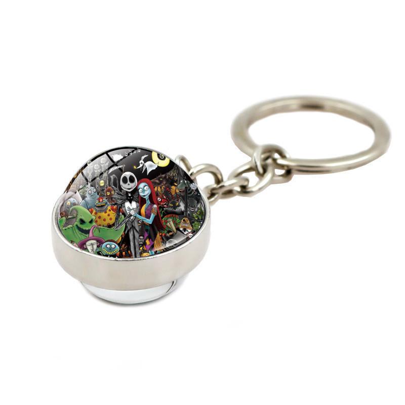 

Elegant Nightmare Before Christmas Crystal Glass Ball Keychain Stylish Zinc Alloy Charm 524331