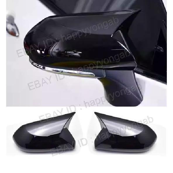 ABS Rearview Side Mirror Cover Trim Gloss Black Horn For 2018-2025 Toyota Camry
