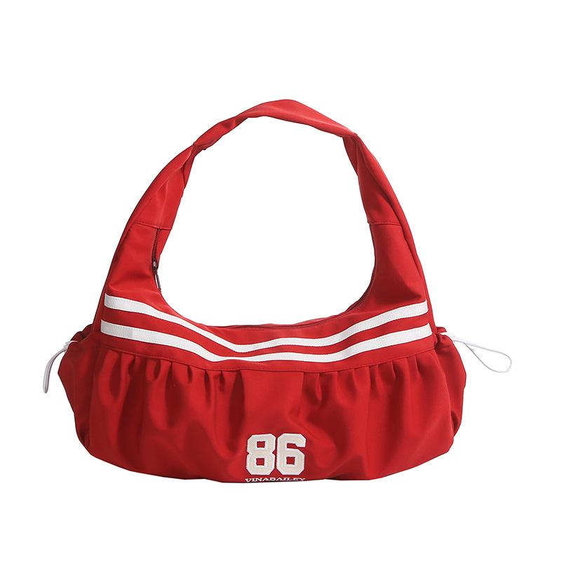 

Fresh nylon sports style striped pleated fashion casual shoulder bag 2025 new personality trend underarm women s bag