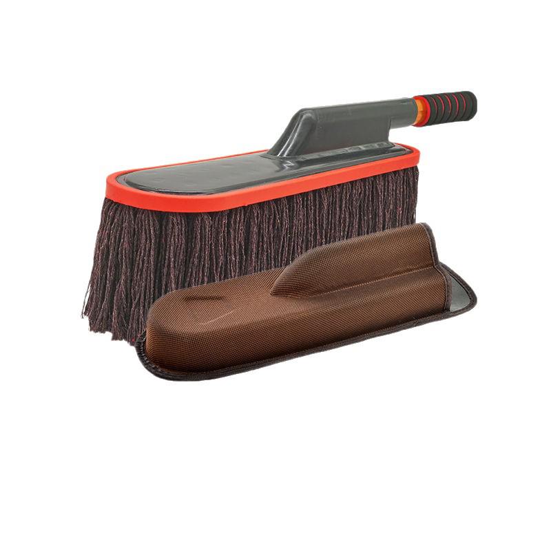 Teleskopowa szczotka samochodowa i miotełka z bawełnianym gwintem do mycia, odkurzania i woskowania