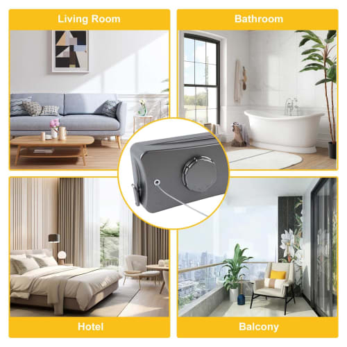 Retractable Clothes Drying Line, 16.7 Feet Long Twin Clothes Drying Line, Indoor Clothes Drying Wire, Wall-Mounted Stainless Steel Retractable Laundry