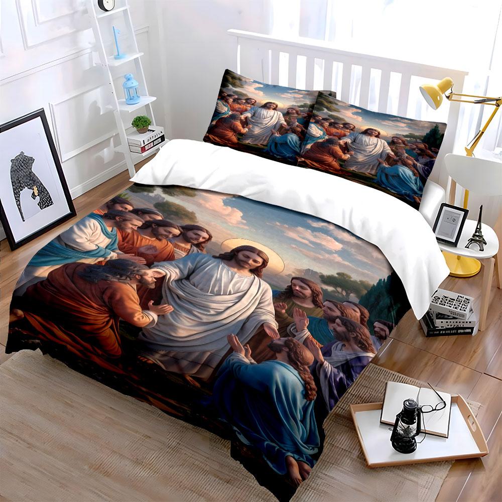 Jesus with disciples gathering. Bedding sets Duvet cover sets Duvet covers Pillowcases(1*Duvet Cover 2*Pillowcases without duvet insert)