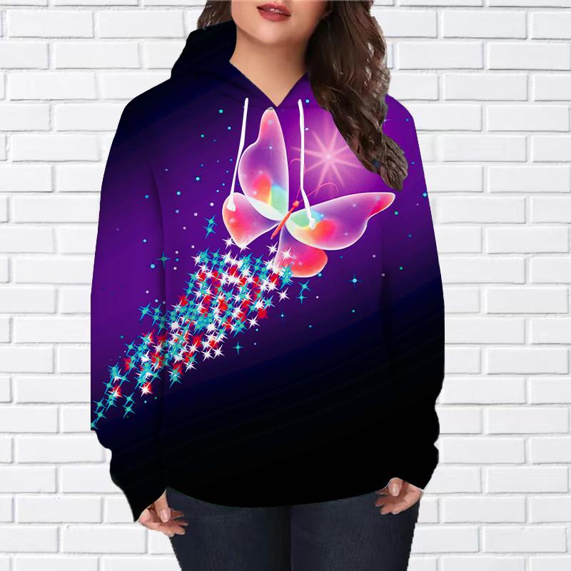 

Женская мода Звезда Бабочка Принт Свободные Толстовки Топы Блузка Свитшот Повседневный Длинный Рукав Пуловер Топы M розовый