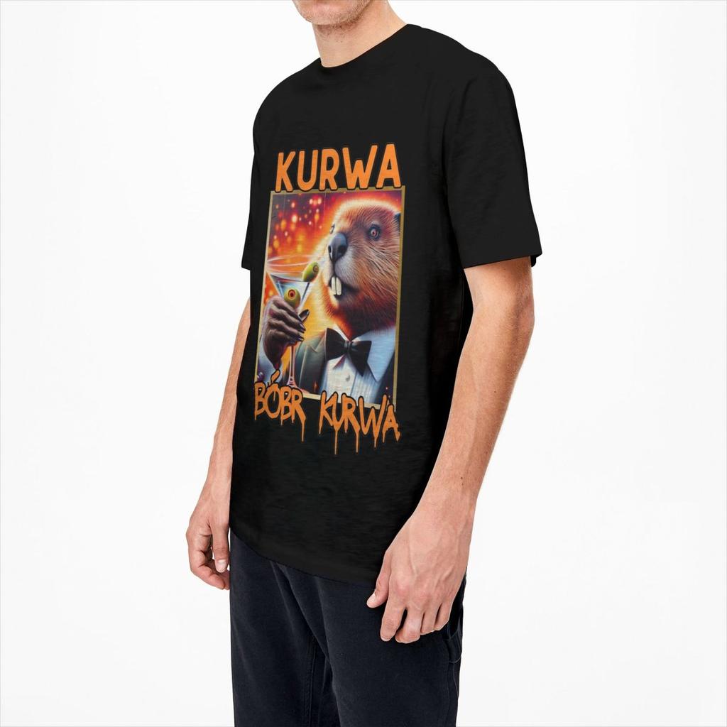 Kurwa Bobr Kurwa Beaver T Shirt Summer Cute Animal Y2K Retro T Shirts Cotton Harajuku Tee Shirt For Men's Short-Sleeved Tops