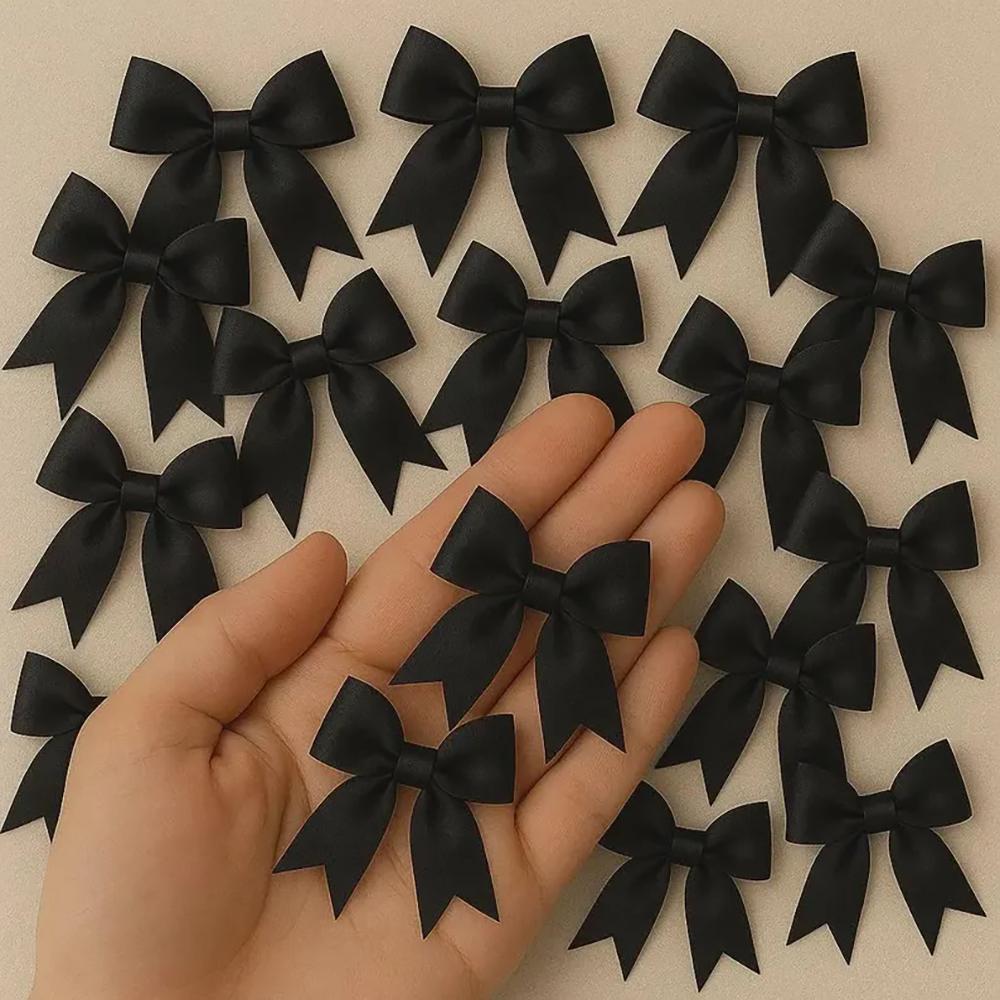 

20 шт. Розовый Черный Атласный Бант Лента Упаковка Сувенир Декоративный Бант Заколка для Волос Упаковка Свадьба Девичник Детский Праздник Украшение для Торта 20pcs 8.5x8.5cm чёрный