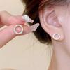 New Delicate Small Circle Stud Earrings Women Gold Color Crystal Minimalist Korean Party Summer Fashion Jewelry Accessories Gift