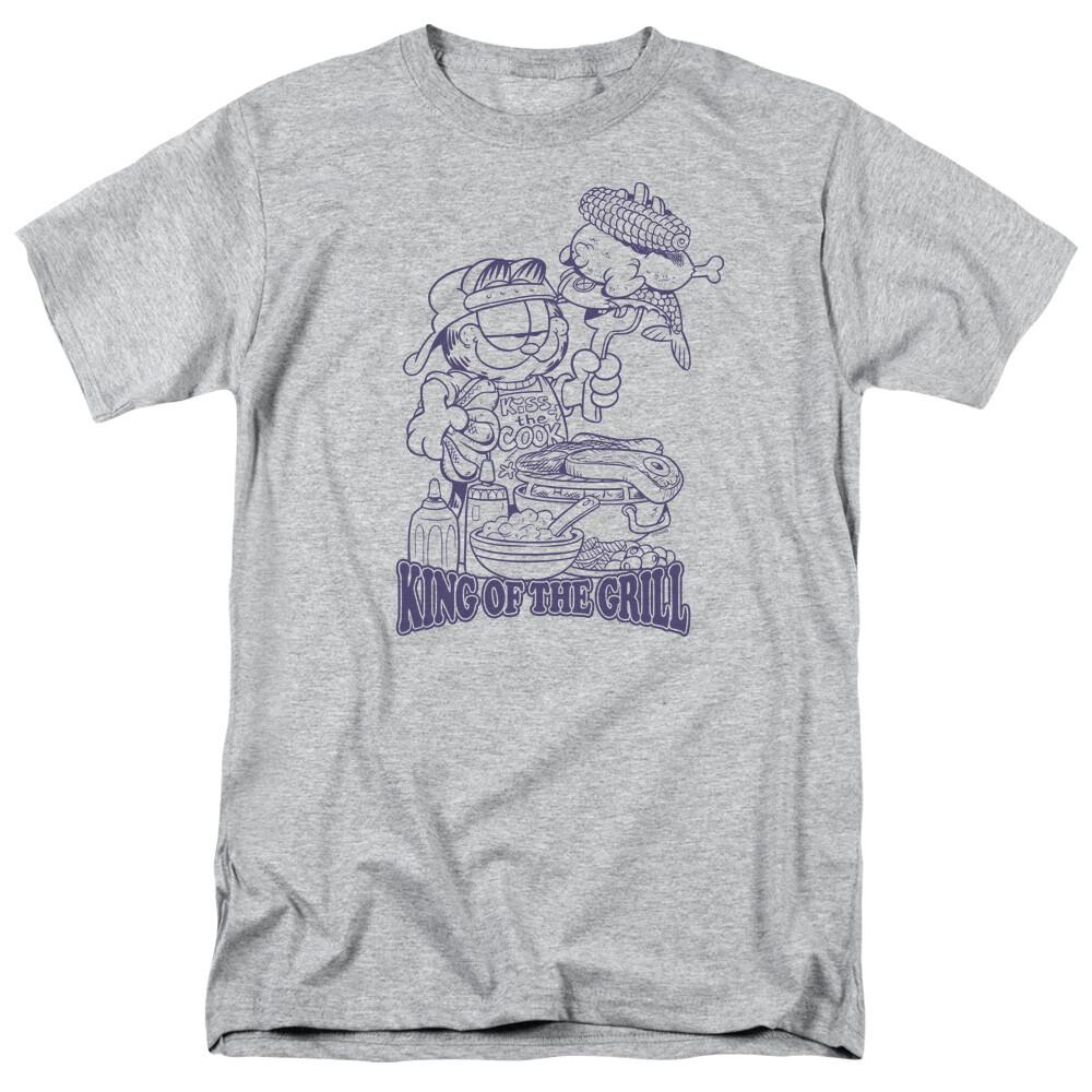 Garfield King Of The Grill T Shirt Mens Licensed Jim Davis Comics Tee Sport Gray XL