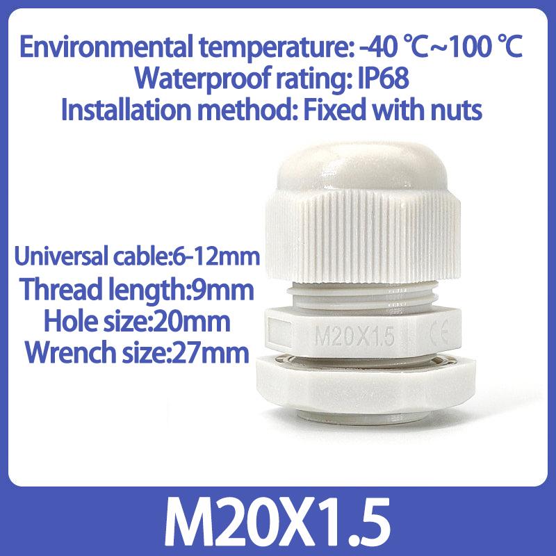 10/50/100Pcs Cable and Wire Waterproof Joint M-type M8 M10 M12 M14 M16 M20 M22 M24 M27 M30 M32 White Nylon Plastic Connector
