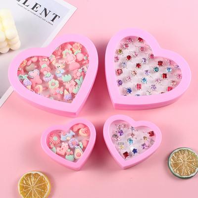 Παιδικό δαχτυλίδι DIY σετ Princess Girl Κοσμήματα σε σχήμα καρδιάς Κουτί δώρου Πλούσια στυλ Ρυθμιζόμενο μέγεθος