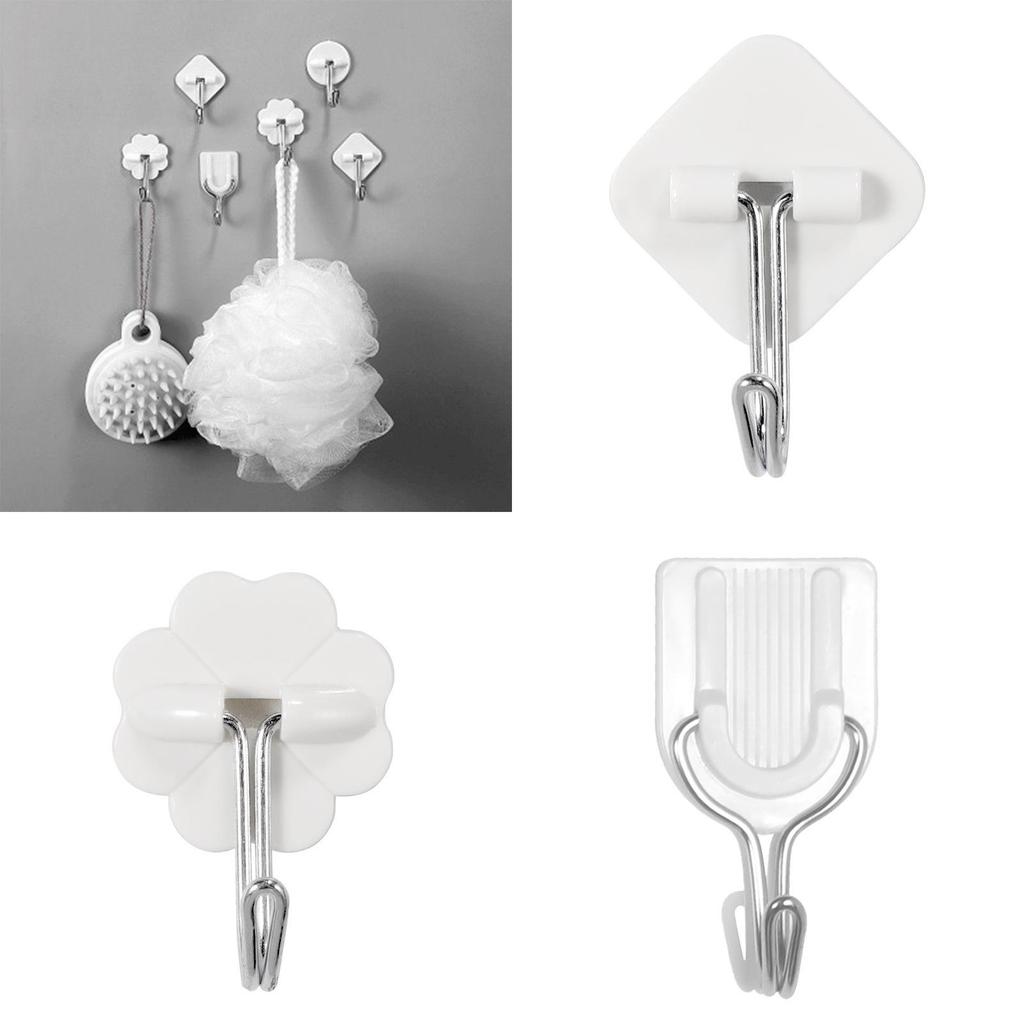 Compact Sticky Plastic Hook Rounded Design Bathroom Kitchen Storage Decoration