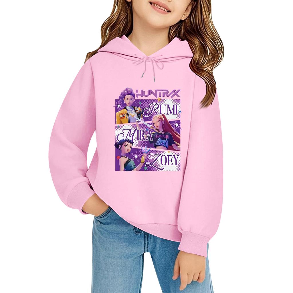 Kids' Long Sleeve Loose Pullover Letter Print Drawstring Hooded Sweatshirt