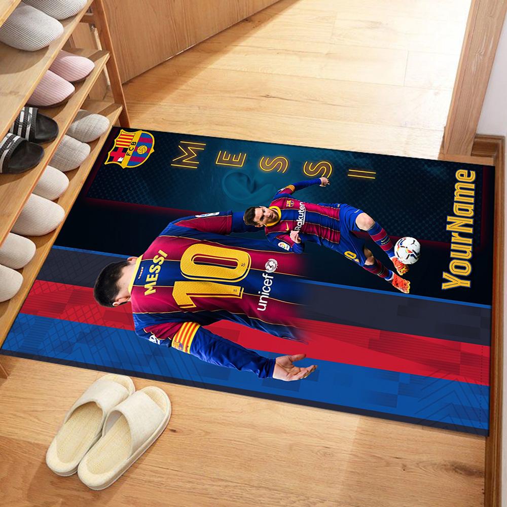 Messi 455 Personalized Name Floor Rug Office Rug Perfect for Bedrooms Study room Kitchen Balcony Antislip Carpet Office home decor Gift for Festivals