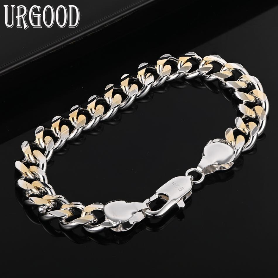 925 Sterling Silver Sideways Bracelet Men Women Gift Wedding Fashion Jewelry