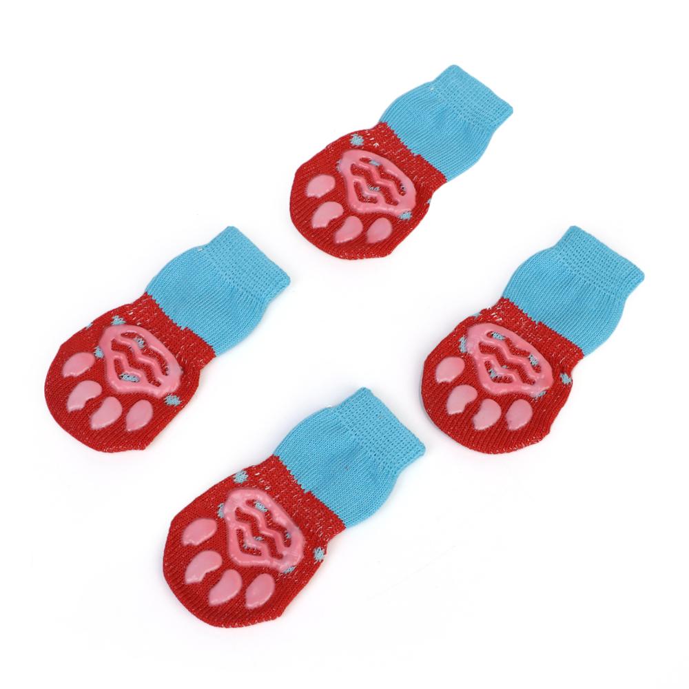 4Pcs Cute Pet Dog Socks with Print Anti-Slip Cats Puppy Shoes Paw Protector Products for Small Breeds Spitz York Dogs Chihuahua