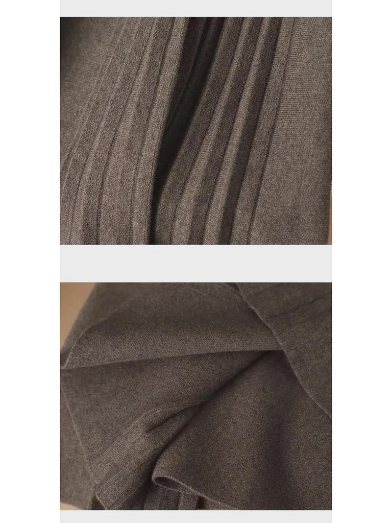 2024 High Waist Pleated Knit Skirt - Slim, Thick, Medium Length for Autumn & Winter