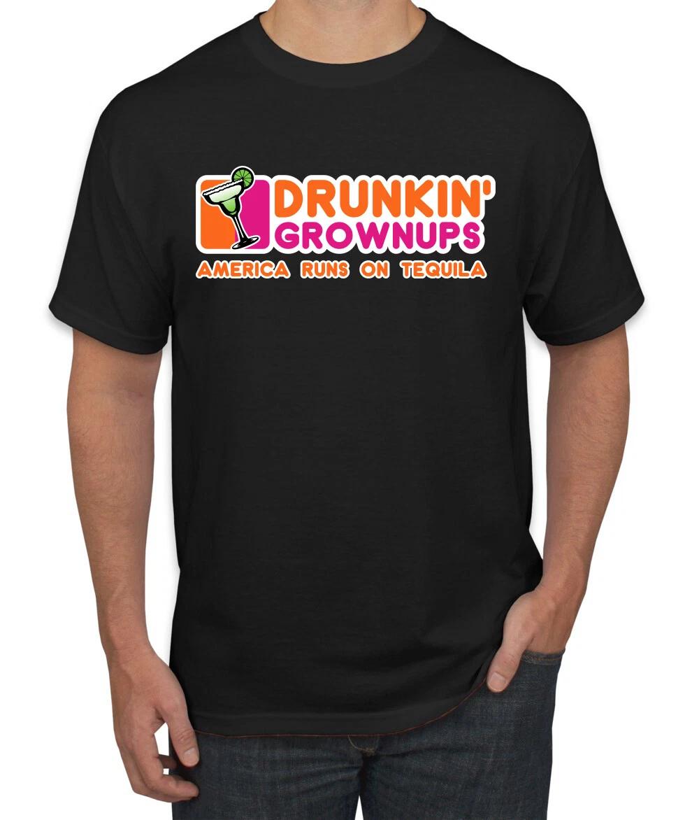 Drunkin Grownups America Runs On Tequila Men Graphic T- Shirt 2XL
