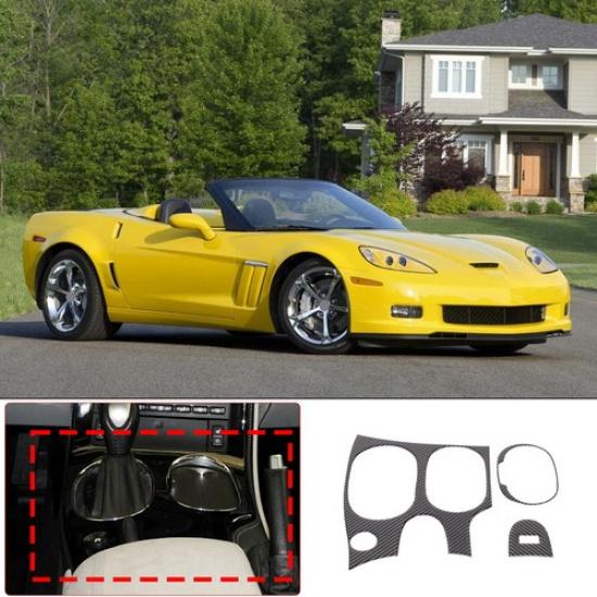 Naklejka wykończeniowa panelu zmiany biegów konsoli środkowej z włókna węglowego do Corvette C6 05-13