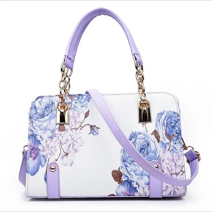 2025 Spring New Handbags Women Fashion Shoulder Bag Korean Flower Printing PU Leather Tote Bag Elegant Lady Messenger Bag LMY01